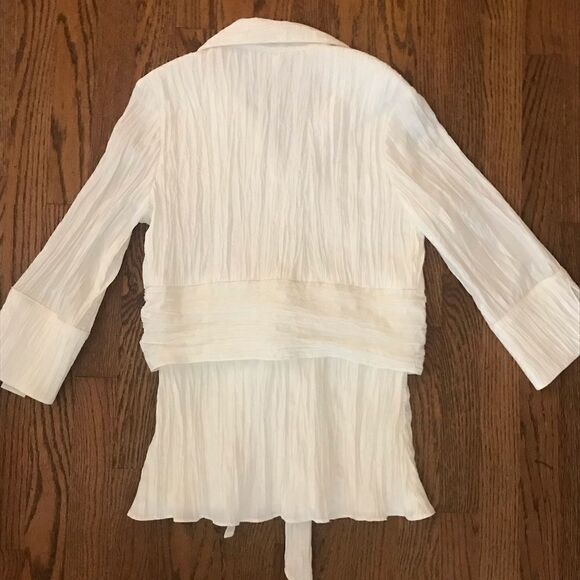 Jackie Jon Ruched White evening fitted blouse 8 - Picture 4 of 6